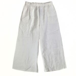 Bryn Walker White Linen Flood Pants L Large NWT Wide Leg Lagenlook Boho